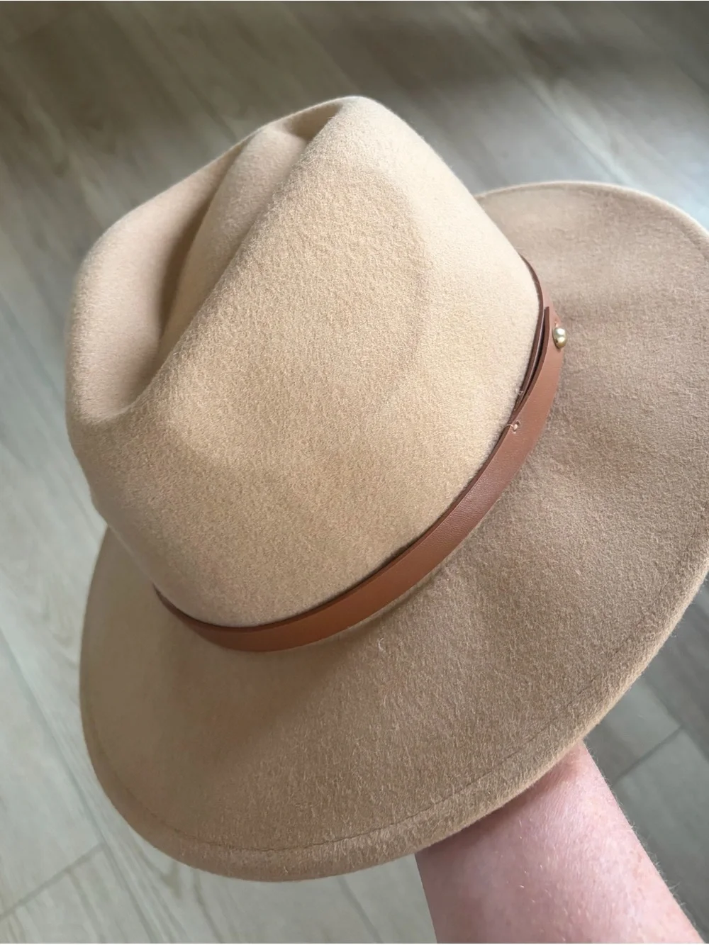 Anthropologie 100% Wool Blush Beige Fedora Hat
